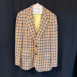 Vintage Plaid Gold, Navy, Creme Suit Jacket Size 41